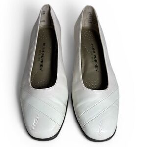 VTG Hush Puppies-Soft Flex Women's Block Heel Pumps White - Size 8.5